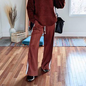 Zara Sweatpants Track Terracotta Rust With Side Stripe And Drawstring